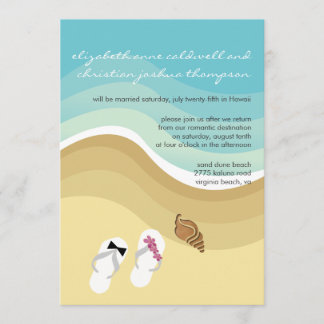 Invitación a la boda tropical en la playa