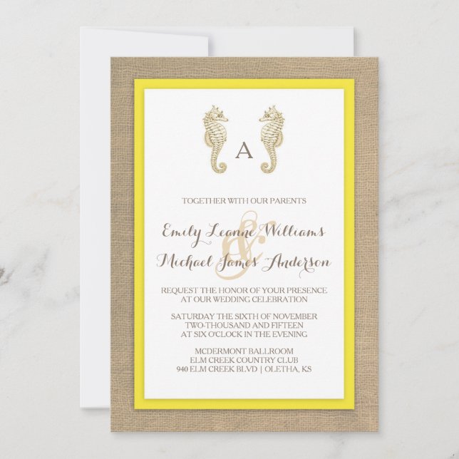 Invitación a la boda tropical en la playa de Burla (Anverso)