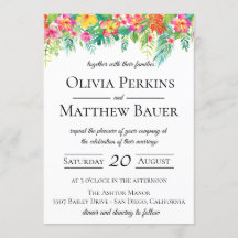 Invitación a la boda tropical floral