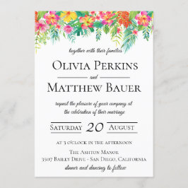 Invitación a la boda tropical floral