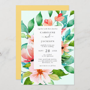 Invitación a la boda tropical floral