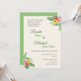 Invitación a la boda tropical floral