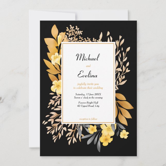 Invitación a la boda tropical frangipani (Anverso)