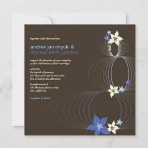 Invitación a la boda tropical frangipani azul de I
