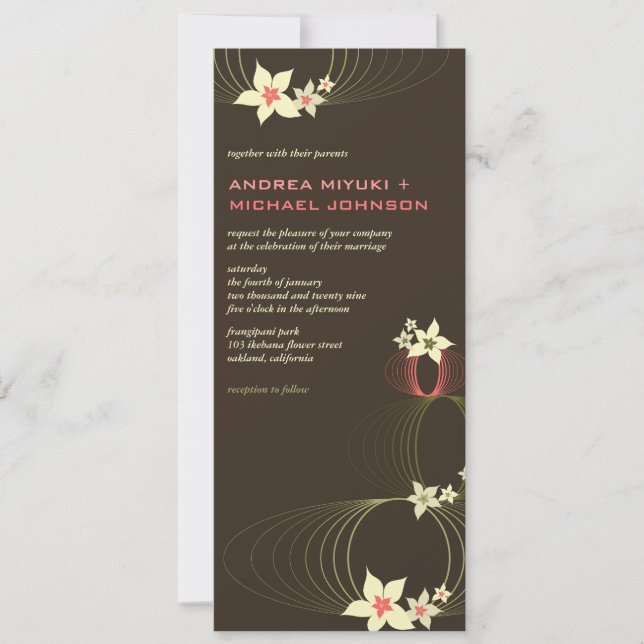 Invitación a la boda tropical frangipani rosa de I (Anverso)
