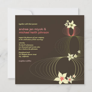 Invitación a la boda tropical frangipani rosada