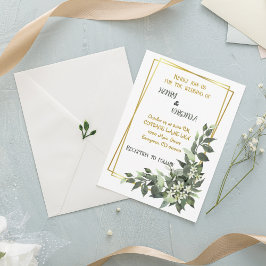 Invitación a la boda tropical geométrica de oro-ve