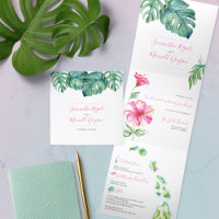Invitación a la boda tropical hawaiana en uno