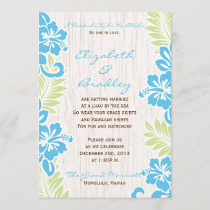 Invitación a la boda tropical hawaiana turquesa