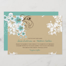 Invitación a la boda tropical Hibiscus Blue Luau B