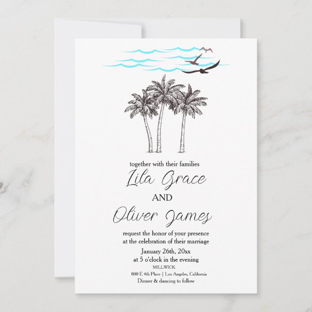 Invitación a la Boda Tropical Moderna (Anverso)