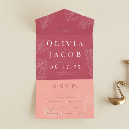Invitación a la boda tropical moderna