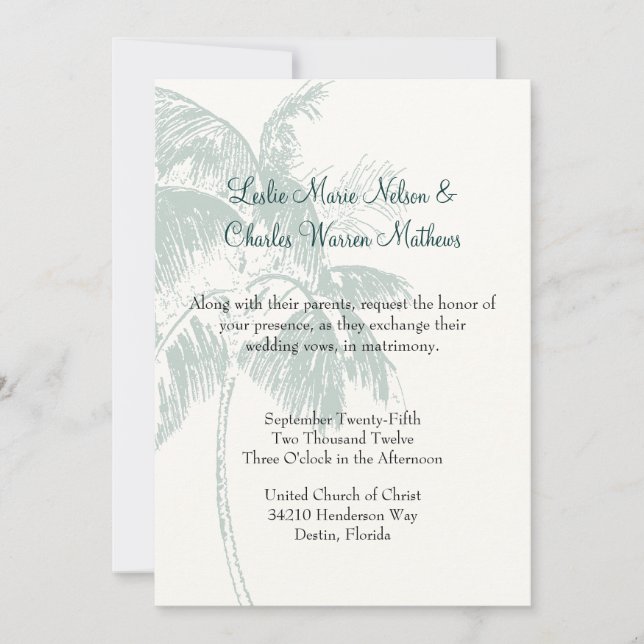 Invitación a la boda tropical Personalizado (Anverso)