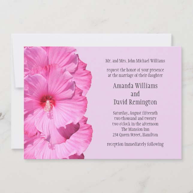 Invitación a la boda tropical (púrpura) (Anverso)