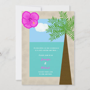 Invitación a la boda tropical única en la playa