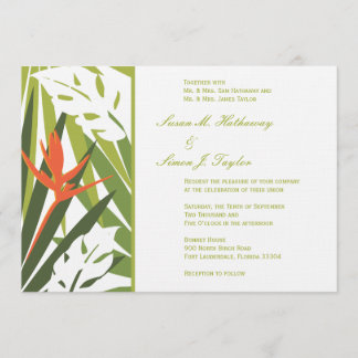 Invitación a la boda tropical - Verde y Naranja