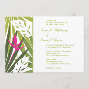 Invitación a la boda tropical - Verde y rosa