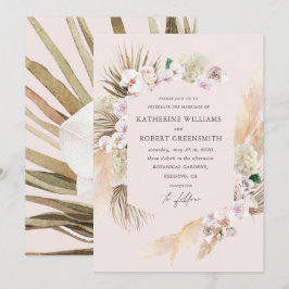 Invitación a la boda tropical y floral elegante