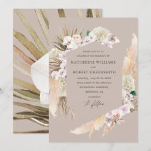 Invitación a la boda tropical y floral elegante