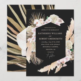 Invitación a la boda tropical y floral elegante
