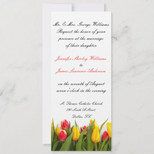 Invitación a la boda Tulip (Anverso)