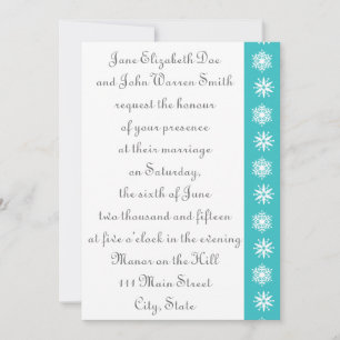 Invitación a la boda turquesa a los copos de nieve