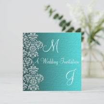 Invitación a la boda turquesa Damask