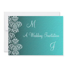 Invitación a la boda turquesa Damask