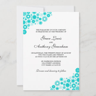 Invitación a la boda turquesa de bonitos Florals