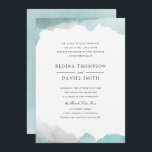 Invitación a la boda turquesa de Debonair<br><div class="desc">Diseño elegante de una invitación a la boda con una acuarela turquesa clara pintada en un borde blanco diseñado por Shelby Allison.</div>