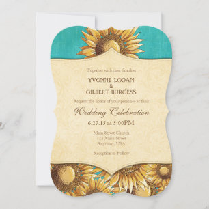 Invitación a la boda turquesa de girasol