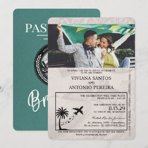 Invitación a la boda turquesa en Brasil