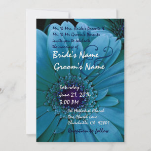 Invitación a la boda turquesa Gerbera