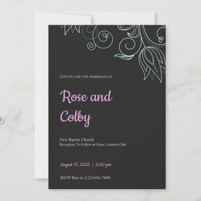 Invitación a la boda turquesa moderna (Anverso)