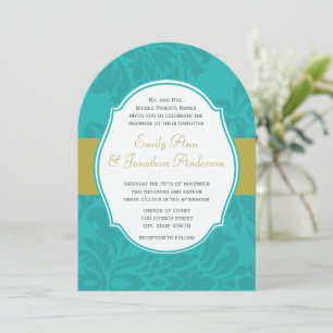Invitación a la boda turquesa moderna de Chartreus