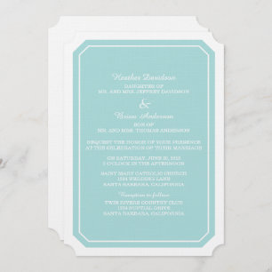 Invitación a la boda turquesa simple y elegante