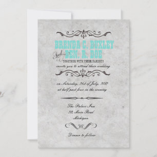 Invitación a la Boda Turquesa Vintage