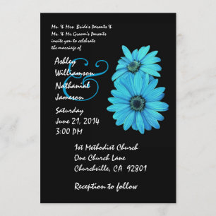 Invitación a la boda turquesa y negra