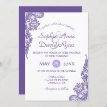 Invitación a la boda ultravioleta de encaje