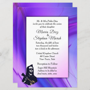 Invitación a la boda ultravioleta el día de los mu