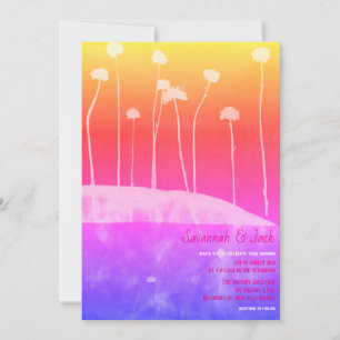 Invitación a la boda única en color rosa salvaje