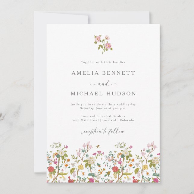Invitación a la boda veneciana colorida (Anverso)