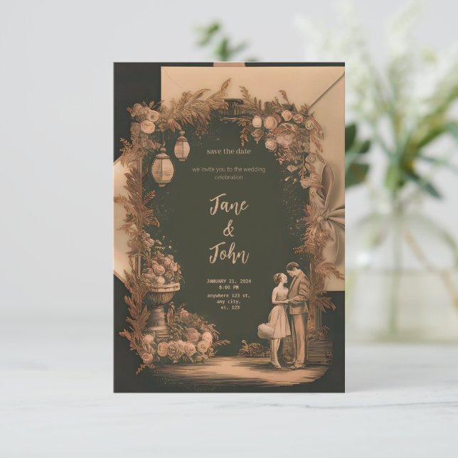 Invitación a la boda veneciana elegante [personali (Anverso de pie)