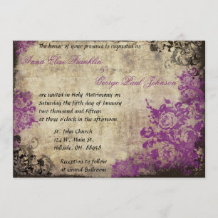 Invitación a la boda ventilado de Rosas morados