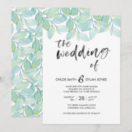 Invitación a la boda veraniega de color de agua ve