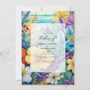 Invitación a la boda veraniega floral de los tonos
