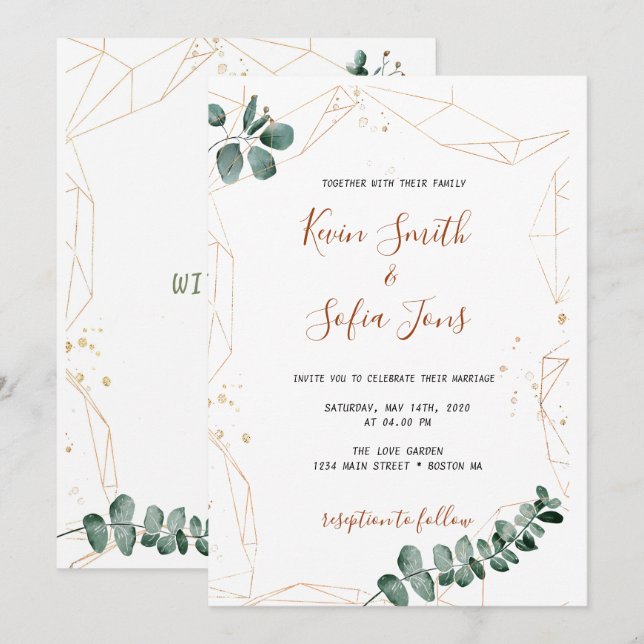 Invitación a la boda verde (Anverso / Reverso)