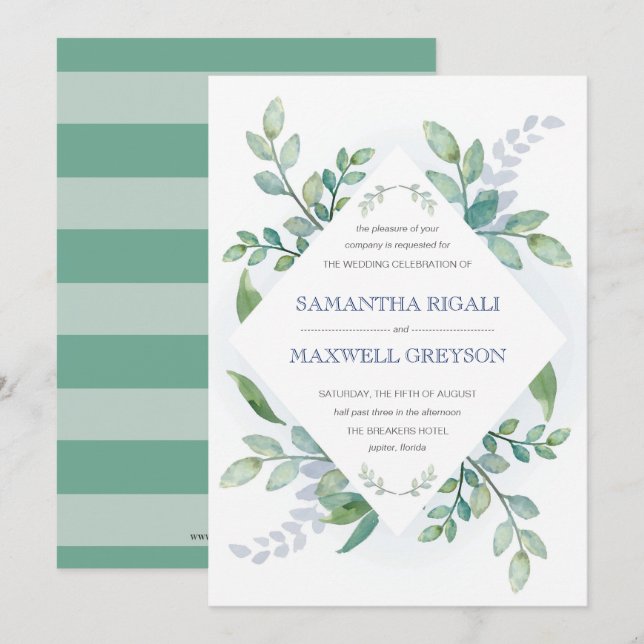 Invitación a la boda verde (Anverso / Reverso)