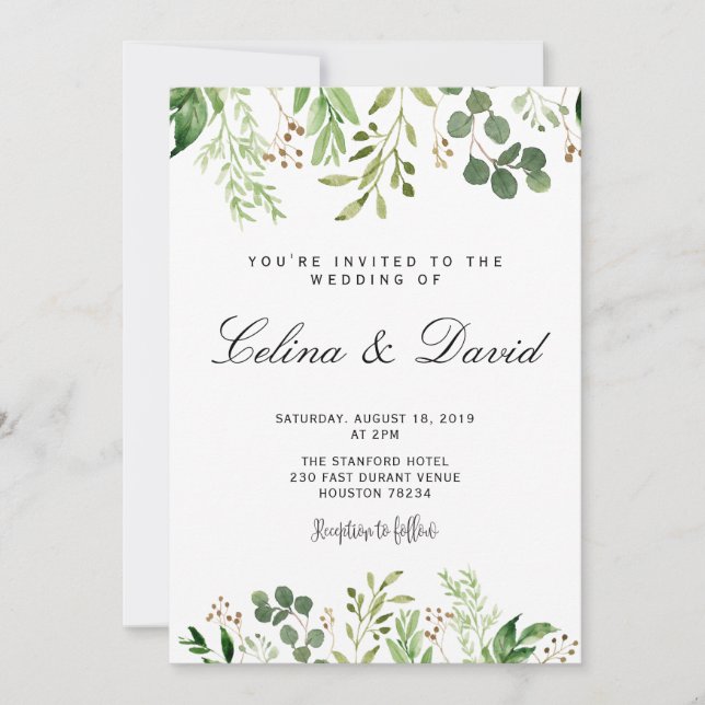 Invitación a la boda verde (Anverso)