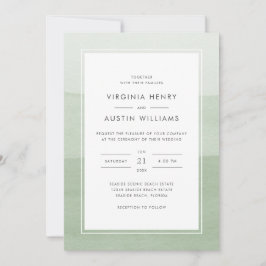 Invitación a la boda verde acuarela moderna